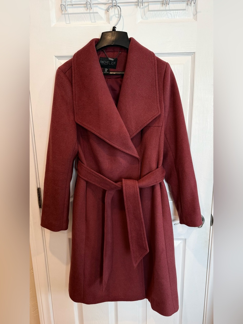 Rachel Zoe Burgundy Wrap Belted Trench Coat